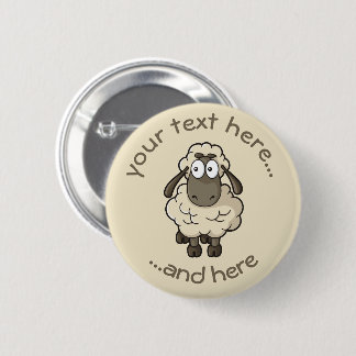 Sheep Cartoon Beige Button