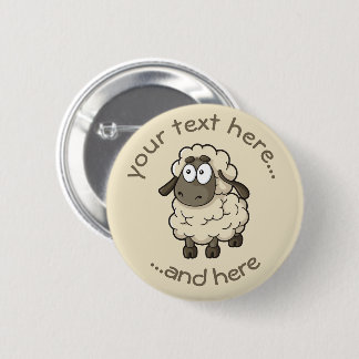 Sheep Cartoon Beige Button