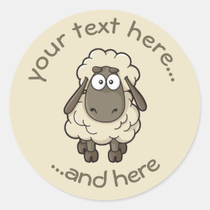 Sheep Cartoon Beige Classic Round Sticker