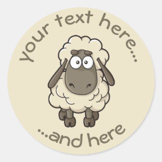 Sheep Cartoon Beige Classic Round Sticker