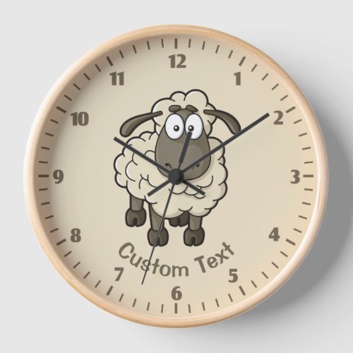 Sheep Cartoon Beige Clock