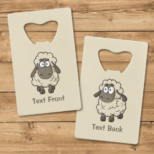 Sheep Cartoon Beige Credit Card Bottle Opener