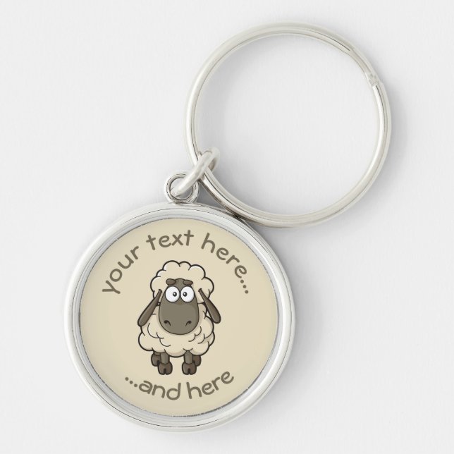 Sheep Cartoon Beige Keychain (Front)