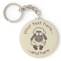 Sheep Cartoon Beige Keychain