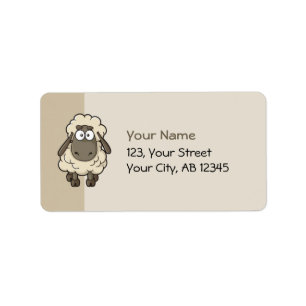 Sheep Cartoon Beige Label