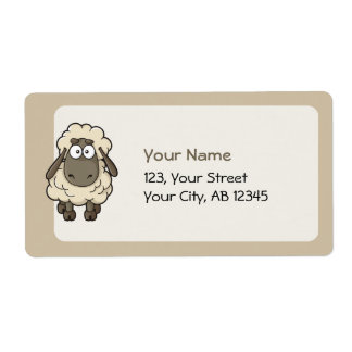 Sheep Cartoon Beige Label