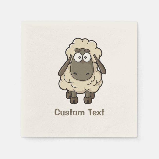 Sheep Cartoon Beige Napkins (Front)