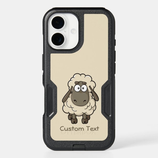 Sheep Cartoon Beige Otterbox iPhone Case (Back)