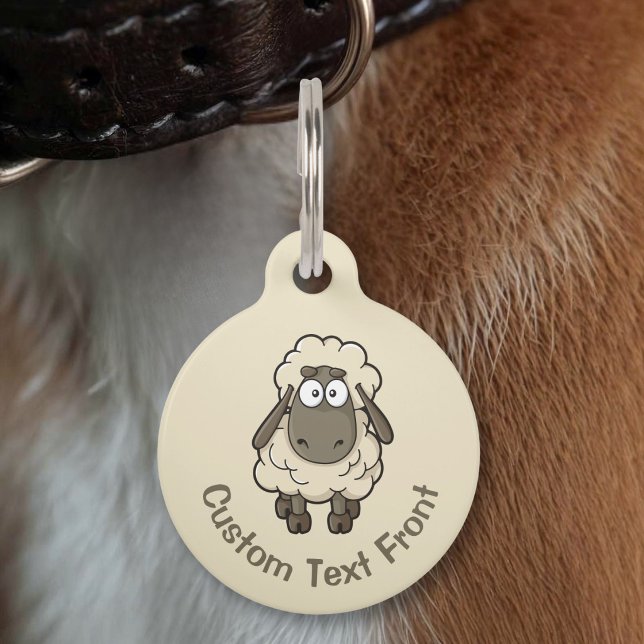 Sheep Cartoon Beige Pet ID Tag (Creator Uploaded)