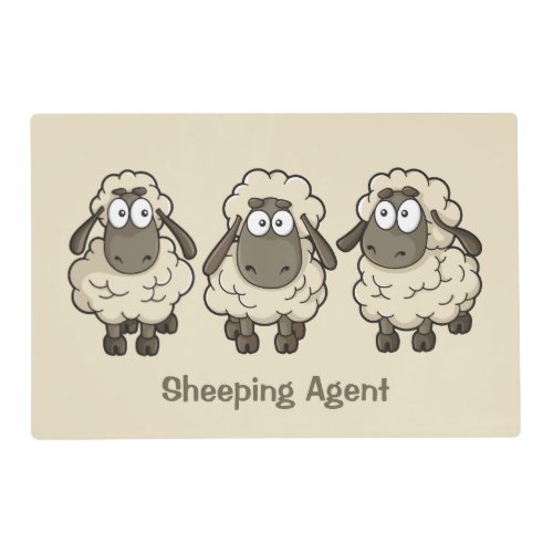 Sheep Cartoon Beige Placemat