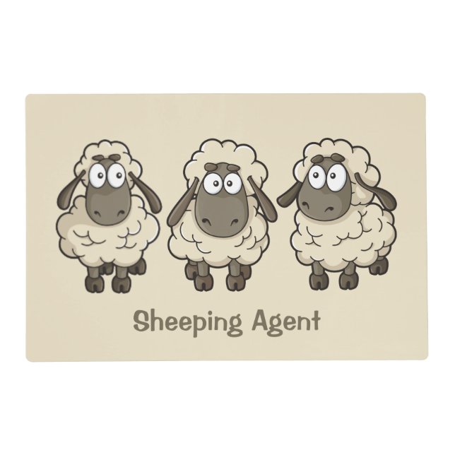 Sheep Cartoon Beige Placemat (Front)