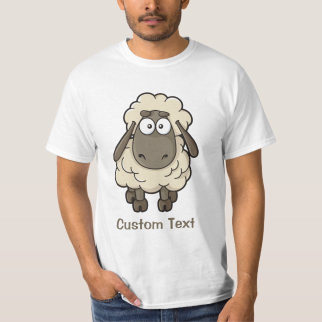 Sheep Cartoon Beige T-Shirt (Front)