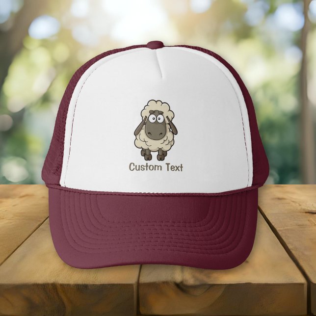 Sheep Cartoon Beige Trucker Hat (Creator Uploaded)