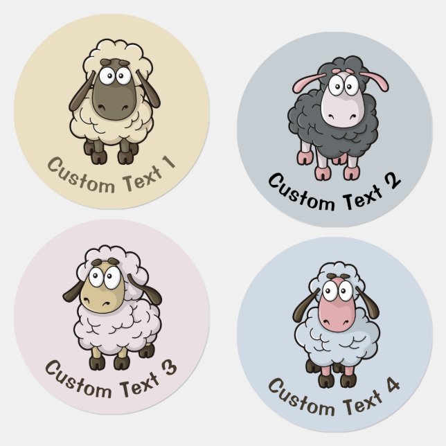 Sheep Cartoon Kids' Labels (Group)