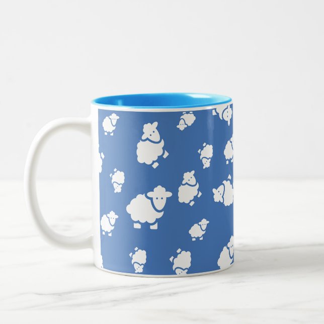 sheep cartoon pattern Two-Tone coffee mug (Left)