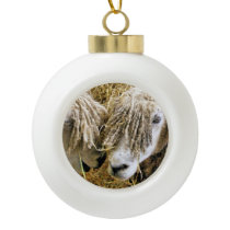 SHEEP CERAMIC BALL CHRISTMAS ORNAMENT