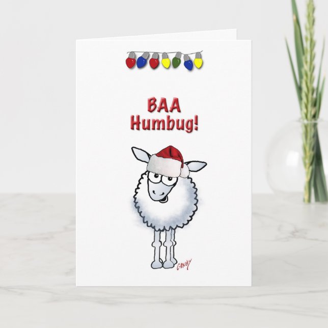 Sheep Christmas BAA Humbug Holiday Card (Front)