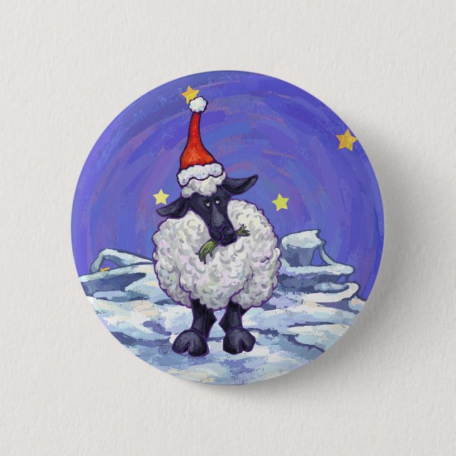 Sheep Christmas Button (Front)