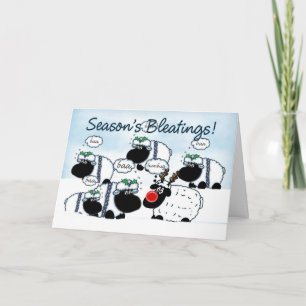 Sheep Christmas Card - Seaon's Bleetings