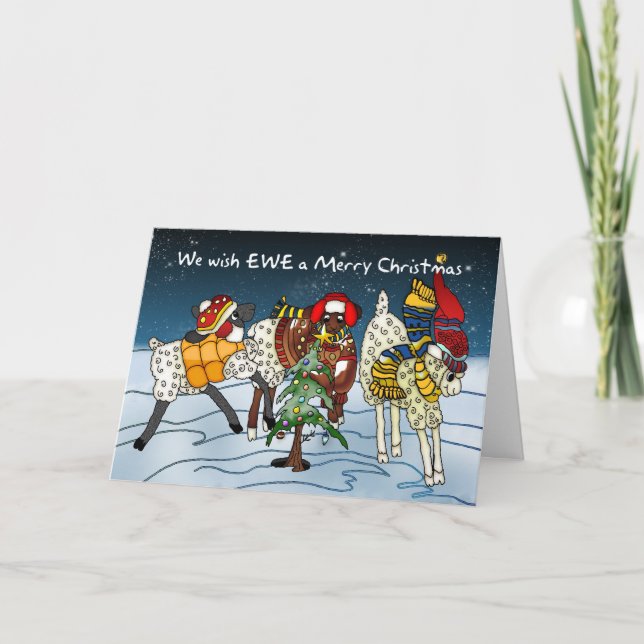 Sheep Christmas Card - We Wish Ewe A Merry Christm (Front)