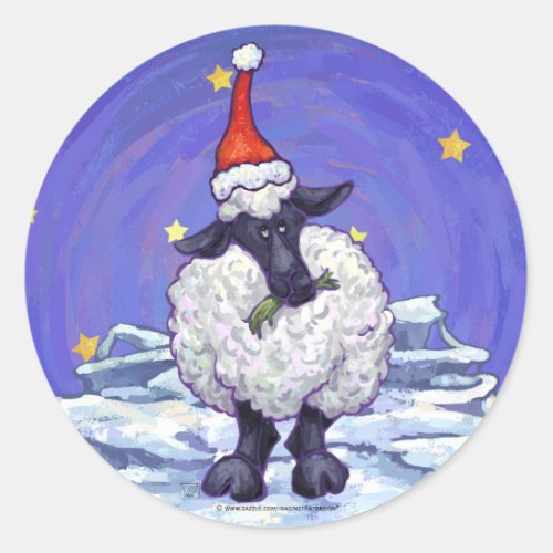 Sheep Christmas Classic Round Sticker