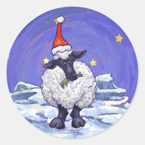 Sheep Christmas Classic Round Sticker