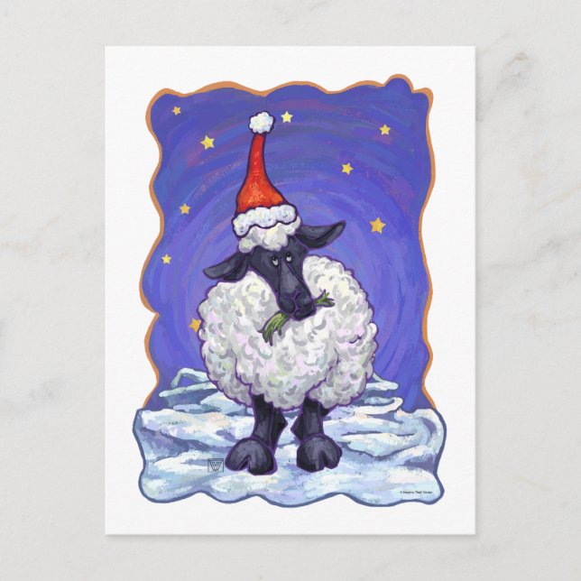 Sheep Christmas Holiday Postcard (Front)