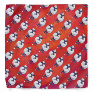 Sheep Christmas On Red Bandana