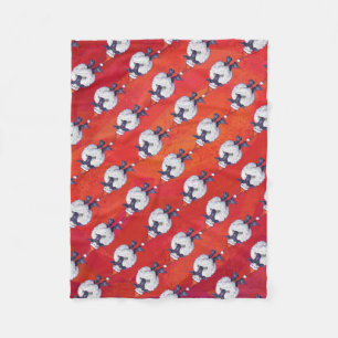 Sheep Christmas On Red Fleece Blanket