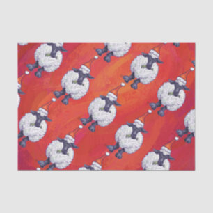 Sheep Christmas On Red Tissue Paper