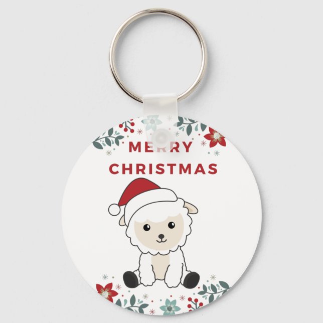 Sheep Christmas Sheep Winter Animals Keychain (Front)