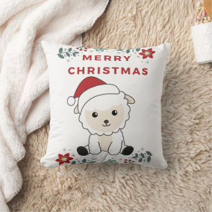 Sheep Christmas Sheep Winter Animals Throw Pillow