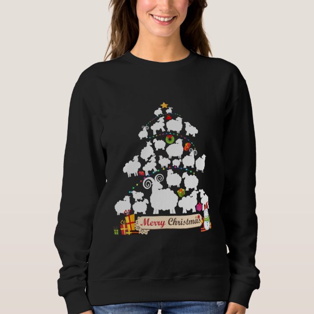 Sheep Christmas Tree Gift | Funny Christmas Gifts Sweatshirt (Front)