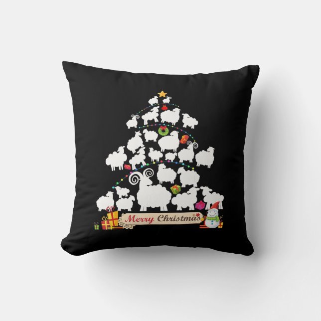 Sheep Christmas Tree Gift | Funny Christmas Gifts Throw Pillow (Front)
