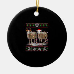 Sheep Christmas Tree Lights   Santa Animal Gift Ceramic Ornament