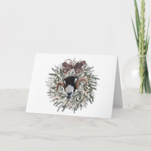 Sheep Christmas WreathGreeting Card