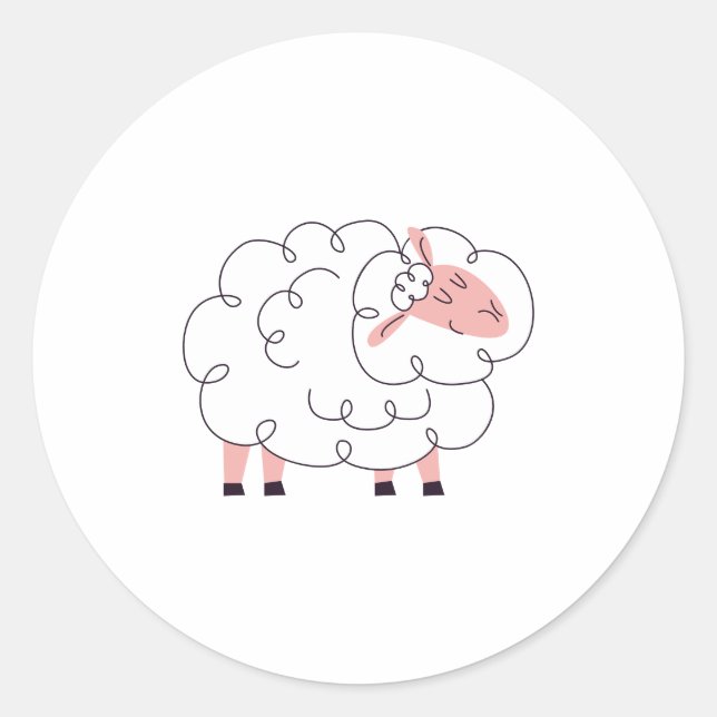 sheep classic round sticker (Front)