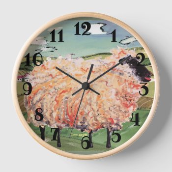 Sheep Clock- "woolie One" Square Wall Clock by ormsbyeditions at Zazzle