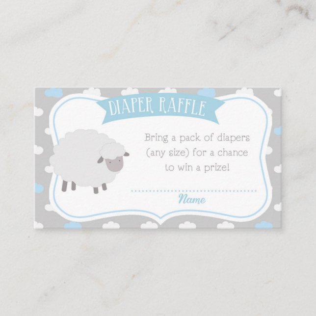 Sheep & Cloud Diaper Raffle Insert (Gray & Blue) (Front)