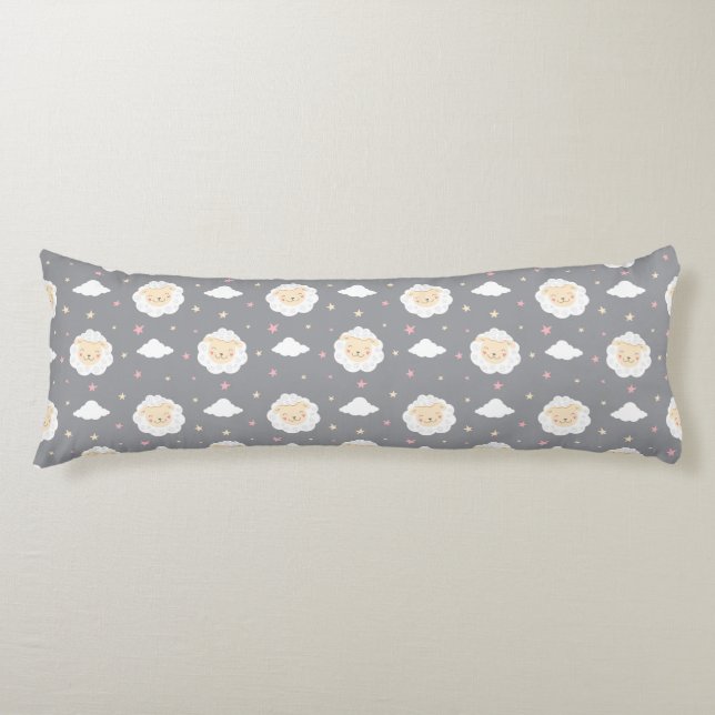 Sheep, Clouds and Stars  Body Pillow (Front)