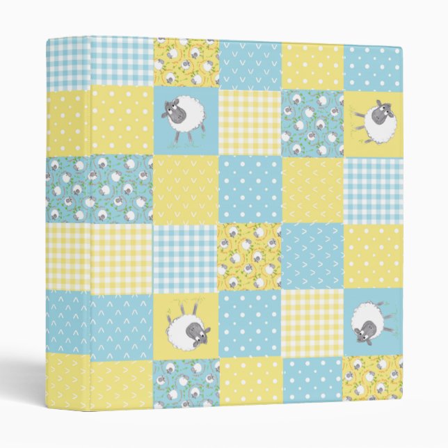 Sheep, Country-Style, Faux Patchwork Ring Binder (Front/Spine)