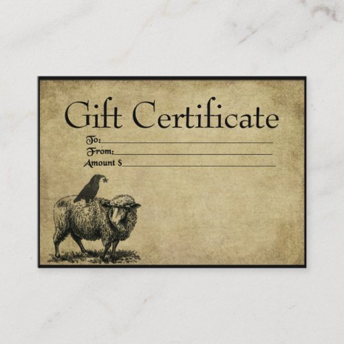 Sheep- Crow Stack- Prim GIft Certificate Cards Business Card