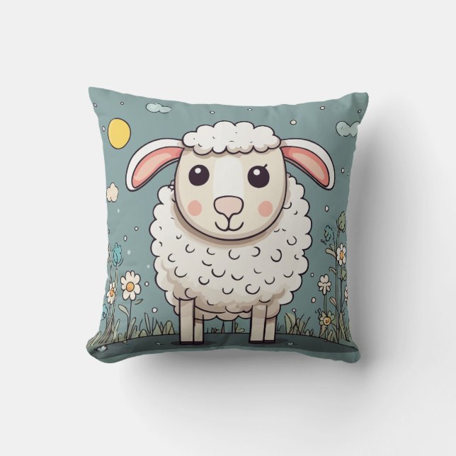 Sheep cute throw pillow (Front)