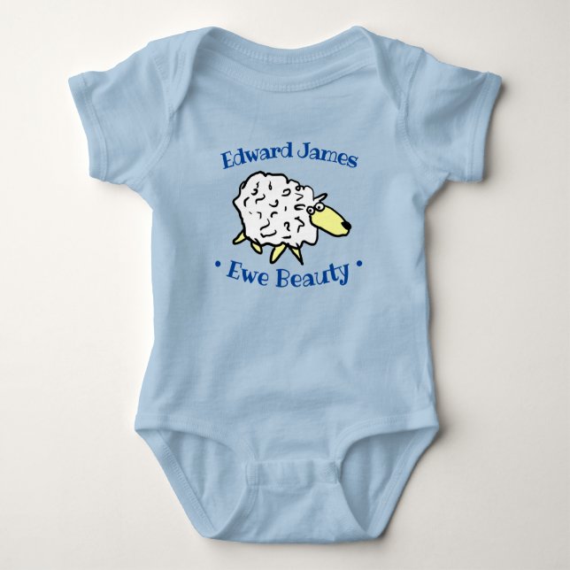 Sheep Design Cartoon to Personalise Baby Bodysuit (Front)