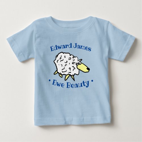 Sheep Design Cartoon to Personalise Baby T_Shirt