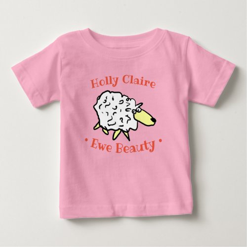 Sheep Design Cartoon to Personalize Baby T_Shirt