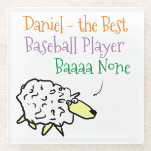 Sheep Design for a Baseball Player Glass Coaster
