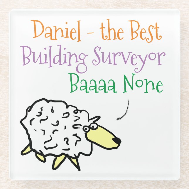 Sheep Design for a Building Surveyor Glass Coaster (Front)