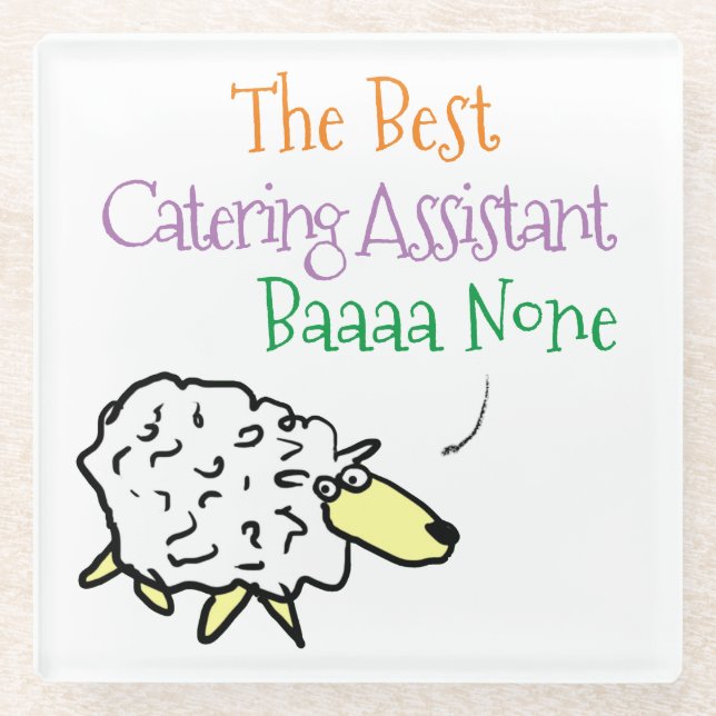 Sheep Design for a Catering Assistant Glass Coaster (Front)