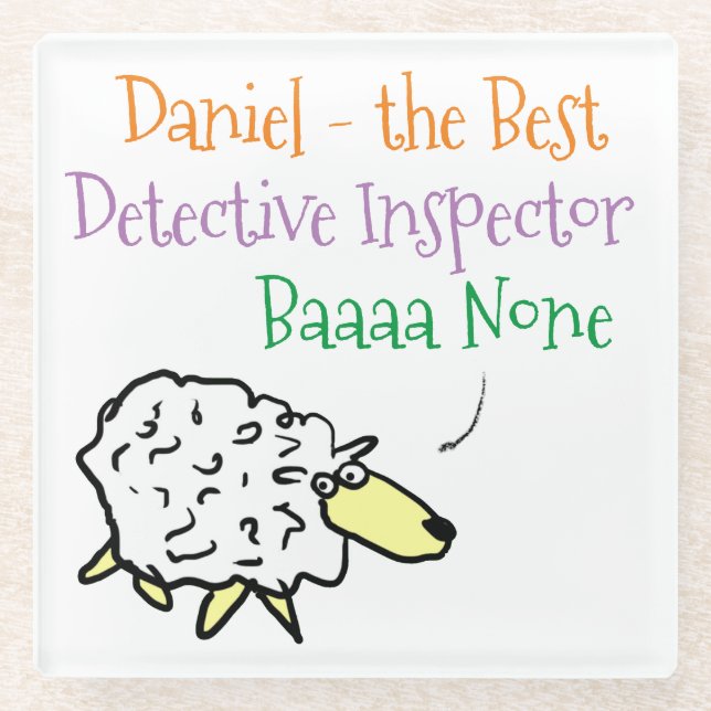 Sheep Design for a Detective Inspector Glass Coaster (Front)